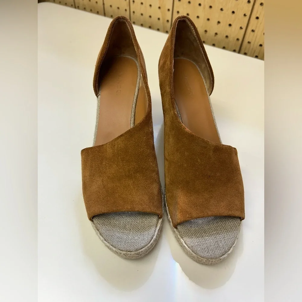 Vince Sonora Brown Suede Espadrille Wedges